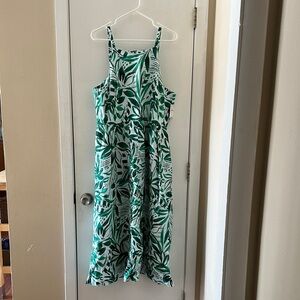 Lands' End Green and White Maxi Dress